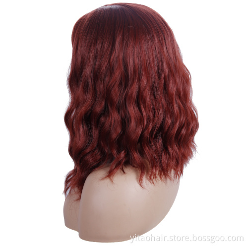 Wholesale Wavy Bob Wigs with Bangs for Women Short Colored Synthetic Hair Wigs Shoulder Length Pastel Bob Synthetic Cosplay Wig